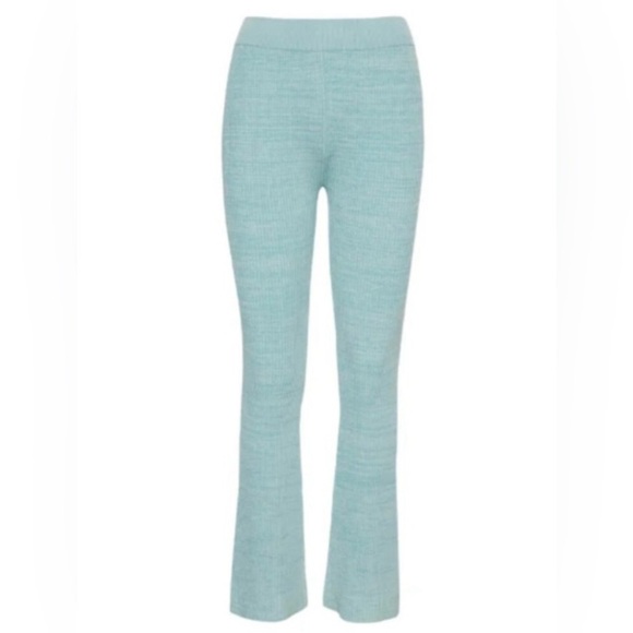 BANDIER Le Ore Rimini Rib Knit Flared Pants Pull On Pants Sky & Arctic Marl NWT - Picture 2 of 10